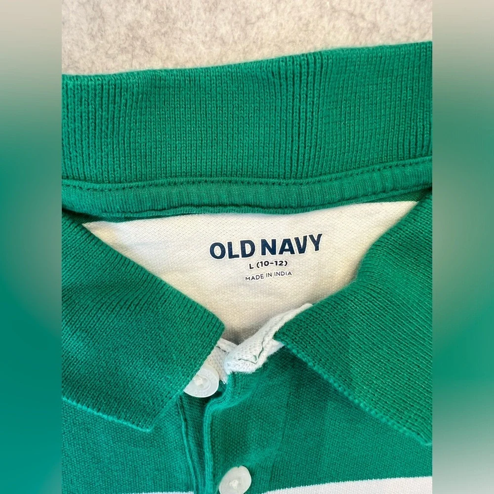 Old Navy Kids Polo with Bold Green and White Stripes